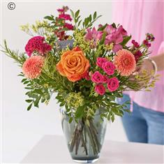 Large Bright Florist Choice  Bouquet in a Vase Peak Time